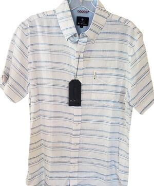 Ben Sherman Bright White Linen Blend Button Down Shirt
